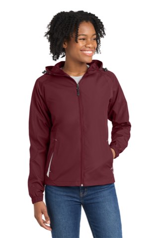 Women's Colorblock Hooded Raglan Jacket - Sport-Tek LST76, ready for custom embroidery or printing