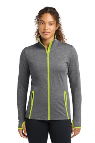 Women's Sport-Wick Stretch Contrast Full-Zip Jacket - Sport-Tek LST853, ready for custom embroidery or printing
