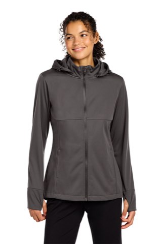 Women's Hooded Soft Shell Jacket - Sport-Tek LST980, ready for custom embroidery or printing