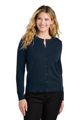 Women's Easy Care Crewneck Cardigan Sweater - Port Authority LSW2870, ready for custom embroidery or printing