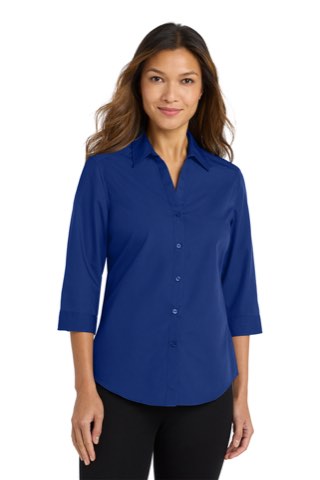 Women's 3/4-Sleeve Carefree Poplin Shirt - Port Authority LW102, ready for custom embroidery or printing