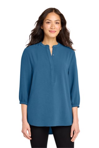 Women's 3/4-Sleeve Textured Crepe Tunic - Port Authority LW713, ready for custom embroidery or printing