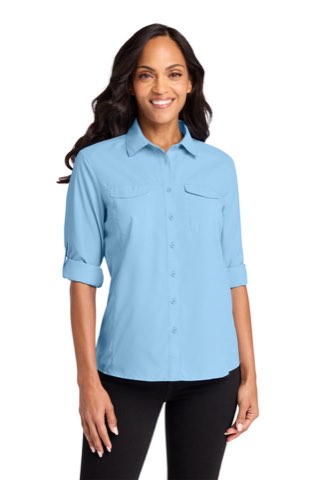 Women's Long Sleeve UV Daybreak Shirt - Port Authority LW960, ready for custom embroidery or printing