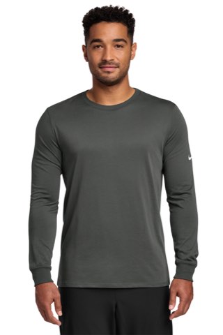 Dri-FIT Cotton/Poly Long Sleeve Tee - Nike NKBQ5230, ready for custom embroidery or printing