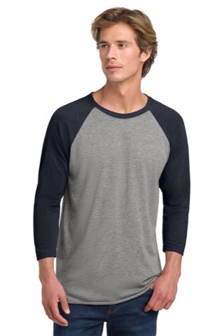 Adult Tri-Blend 3/4-Sleeve Raglan Tee - Next Level NL6051, ready for custom embroidery or printing