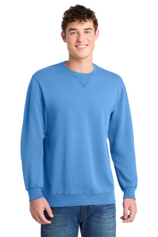 Beach Wash Garment-Dyed Crewneck Sweatshirt - Port & Company PC098, ready for custom embroidery or printing