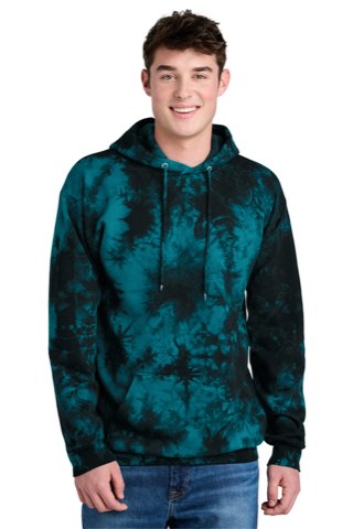 Crystal Tie-Dye Pullover Hoodie - Port & Company PC144, ready for custom embroidery or printing