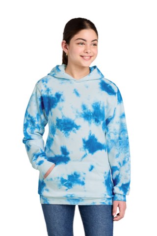 Youth Crystal Tie-Dye Pullover Hoodie - Port & Company PC144Y, ready for custom embroidery or printing