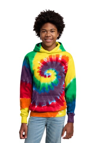 Youth Tie-Dye Pullover Hooded Sweatshirt - Port & Company PC146Y, ready for custom embroidery or printing