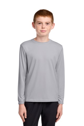 Youth Long Sleeve Performance Tee - Port & Company PC380YLS, ready for custom embroidery or printing