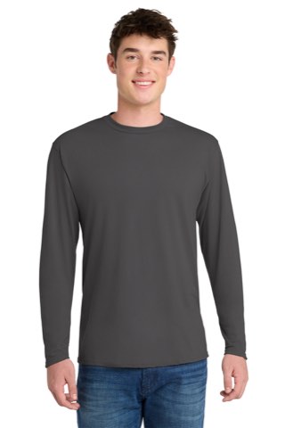Long Sleeve Performance Blend Tee - Port & Company PC381LS, ready for custom embroidery or printing