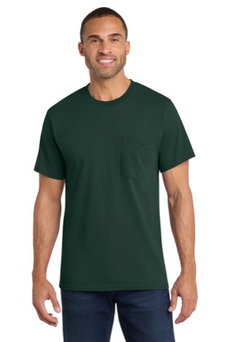 Core Cotton Pocket Tee - Port & Company PC54P, ready for custom embroidery or printing