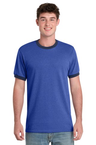 Core Cotton Ringer Tee - Port & Company PC54R, ready for custom embroidery or printing