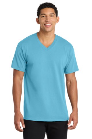 Core Cotton V-Neck Tee - Port & Company PC54V, ready for custom embroidery or printing