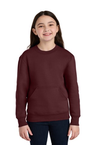 Youth Core Fleece Crewneck Pocket Sweatshirt - Port & Company PC78YPKT, ready for custom embroidery or printing