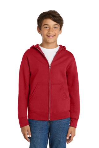 Youth Core Fleece Full-Zip Hooded Sweatshirt - Port & Company PC78YZH, ready for custom embroidery or printing