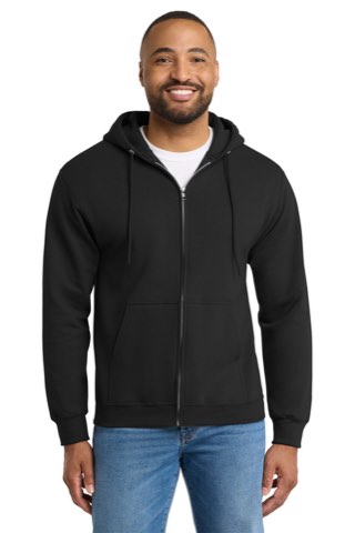 Essential Fleece Full-Zip Hooded Sweatshirt - Port & Company PC90ZH, ready for custom embroidery or printing