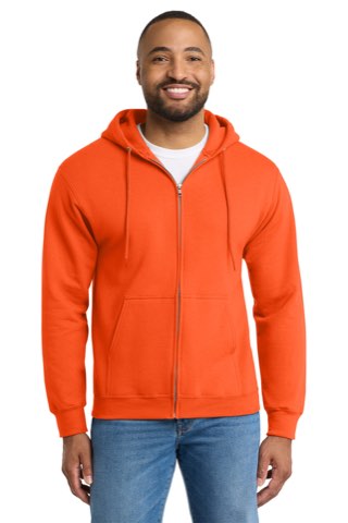 Tall Essential Fleece Full-Zip Hooded Sweatshirt - Port & Company PC90ZHT, ready for custom embroidery or printing