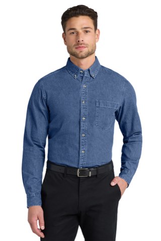 Heavyweight Denim Shirt - Port Authority S100, ready for custom embroidery or printing