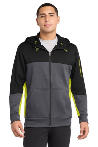 Tech Fleece Colorblock Full-Zip Hooded Jacket - Sport-Tek ST245, ready for custom embroidery or printing