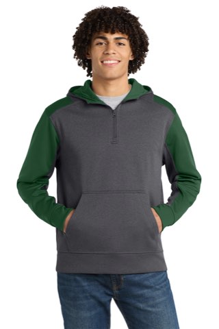 Tech Fleece Colorblock 1/4-Zip Hooded Sweatshirt - Sport-Tek ST249, ready for custom embroidery or printing