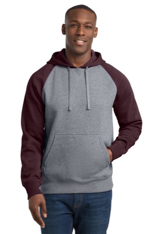 Raglan Colorblock Pullover Hooded Sweatshirt - Sport-Tek ST267, ready for custom embroidery or printing