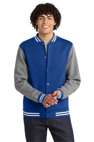 Fleece Letterman Jacket - Sport-Tek ST270, ready for custom embroidery or printing