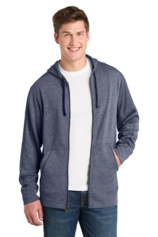 PosiCharge Tri-Blend Wicking Fleece Full-Zip Hooded Jacket - Sport-Tek ST293, ready for custom embroidery or printing