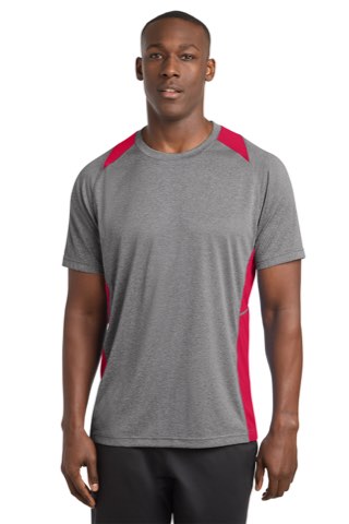 Heather Colorblock Contender Tee - Sport-Tek ST361, ready for custom embroidery or printing