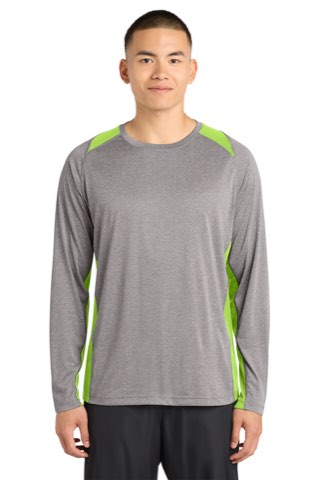Long Sleeve Heather Colorblock Contender Tee - Sport-Tek ST361LS, ready for custom embroidery or printing