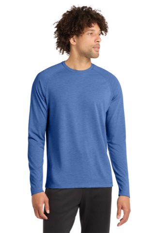 PosiCharge Long Sleeve Tri-Blend Wicking Raglan Tee - Sport-Tek ST400LS, ready for custom embroidery or printing