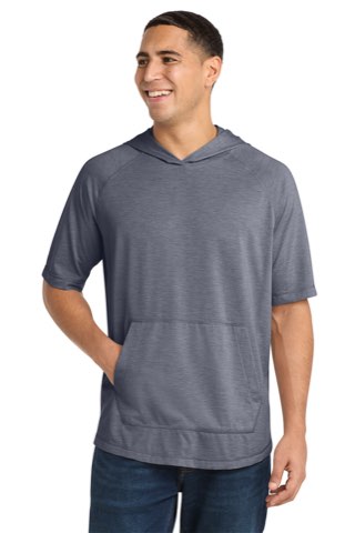 PosiCharge Tri-Blend Wicking Short Sleeve Hoodie - Sport-Tek ST404, ready for custom embroidery or printing