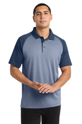 PosiCharge RacerMesh Raglan Heather Block Polo - Sport-Tek ST641, ready for custom embroidery or printing