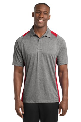 Heather Colorblock Contender Polo - Sport-Tek ST665, ready for custom embroidery or printing