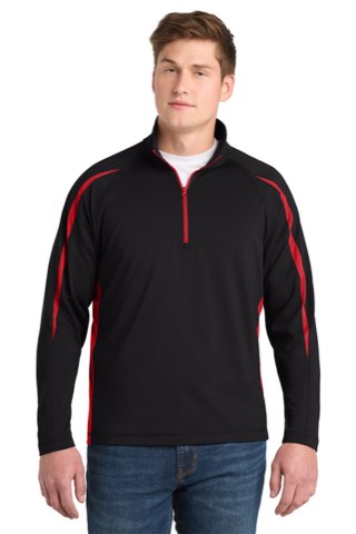 Sport-Wick Stretch 1/4-Zip Colorblock Pullover - Sport-Tek ST851, ready for custom embroidery or printing