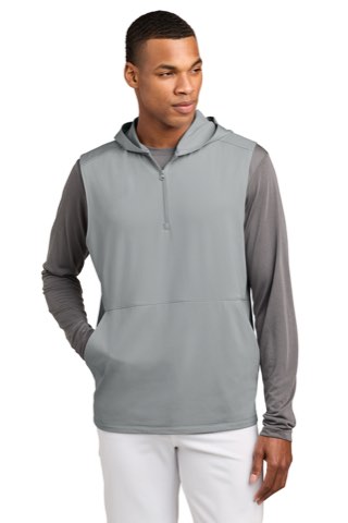 Sport-Wick Stretch Sleeveless Hooded 1/4-Zip - Sport-Tek ST858, ready for custom embroidery or printing