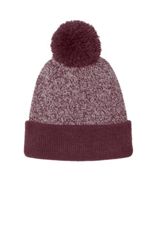 Halftime Heather Pom Beanie - Sport-Tek STC68, ready for custom embroidery or printing