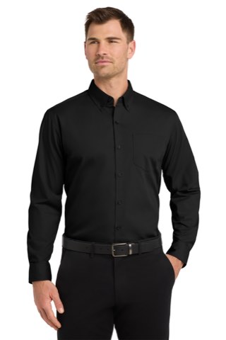 Tall Long Sleeve Carefree Poplin Shirt - Port Authority TW100, ready for custom embroidery or printing