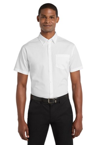 Short Sleeve Carefree Poplin Shirt - Port Authority W101, ready for custom embroidery or printing