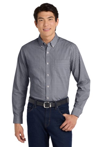Broadcloth Gingham Easy Care Shirt - Port Authority W644, ready for custom embroidery or printing