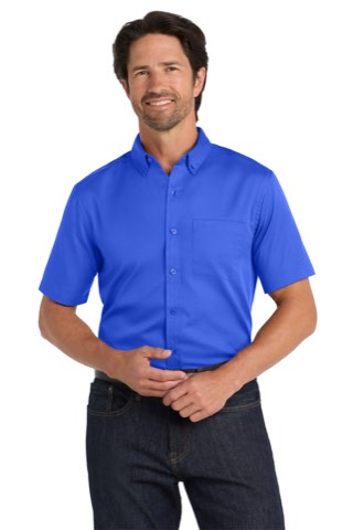 Short Sleeve SuperPro React Twill Shirt - Port Authority W809, ready for custom embroidery or printing