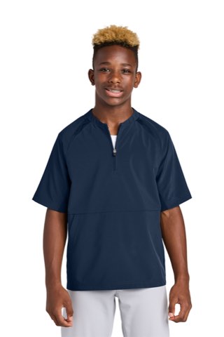 Youth Repeat 1/2-Zip Short Sleeve Jacket - Sport-Tek YJST489, ready for custom embroidery or printing