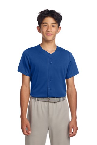 Youth PosiCharge Tough Mesh Full-Button Jersey - Sport-Tek YST220, ready for custom embroidery or printing