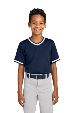 Youth Tough Mesh V-Neck Baseball Jersey - Sport-Tek YST221, ready for custom embroidery or printing