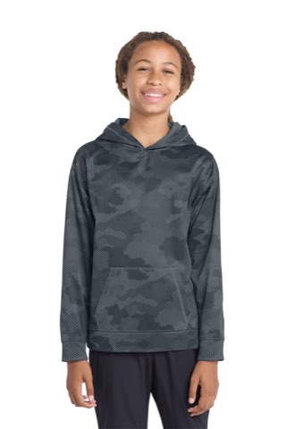Youth Sport-Wick CamoHex Fleece Hooded Pullover - Sport-Tek YST240, ready for custom embroidery or printing