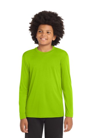 Youth Long Sleeve PosiCharge Competitor Tee - Sport-Tek YST350LS, ready for custom embroidery or printing