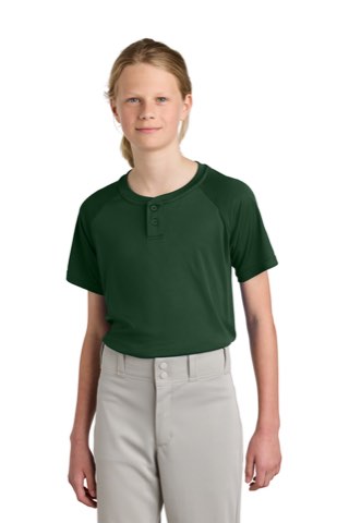 Youth PosiCharge Competitor 2-Button Henley - Sport-Tek YST359, ready for custom embroidery or printing