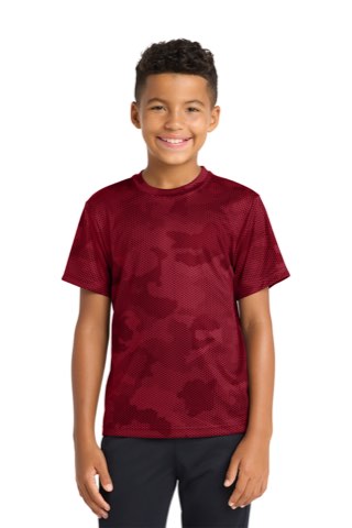 Youth CamoHex Tee - Sport-Tek YST370, ready for custom embroidery or printing