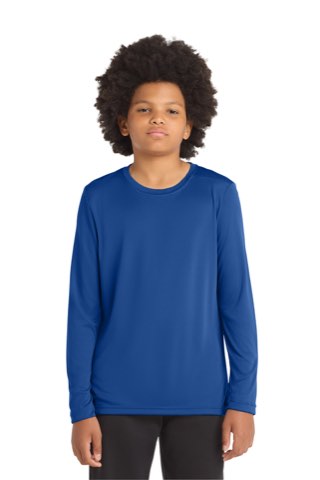 Youth Posi-UV Pro Long Sleeve Tee - Sport-Tek YST420LS, ready for custom embroidery or printing