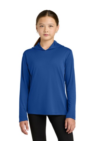 Youth Posi-UV Pro Long Sleeve Hoodie - Sport-Tek YST420LSH, ready for custom embroidery or printing